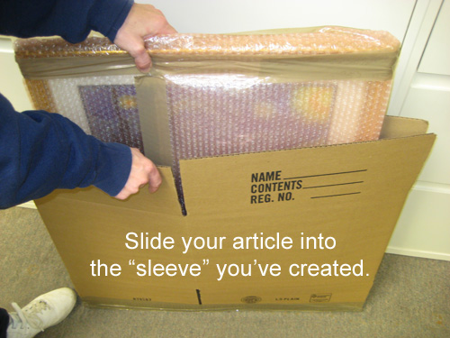 Slide the article into the sleeve you have created