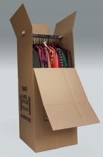 A standard mover's wardrobe box